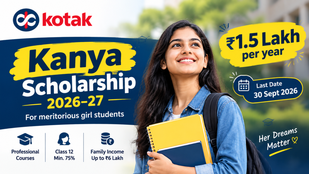 Kotak Kanya Scholarship 2026–27: Eligibility, Amount & Last Date