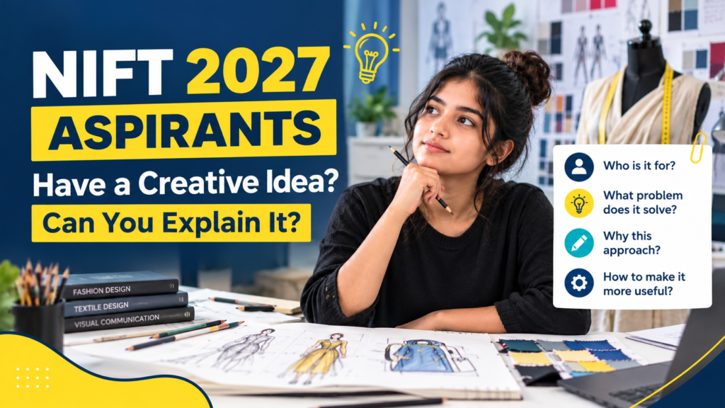 NIFT 2027 aspirant practising creative design sketches and design thinking.