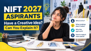 NIFT 2027 aspirant practising creative design sketches and design thinking.